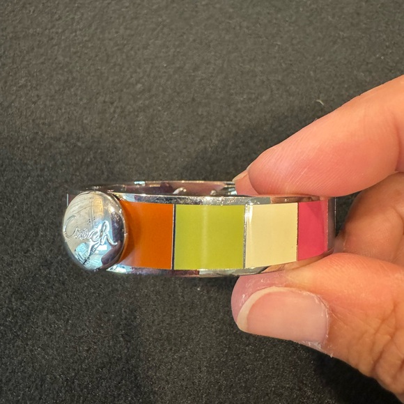 Coach retired colorful signature stripe enamel bangle bracelet - Picture 11 of 13